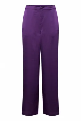 ONLINE ONLY Bellis Satin Wide Leg Trousers Violet Indigo