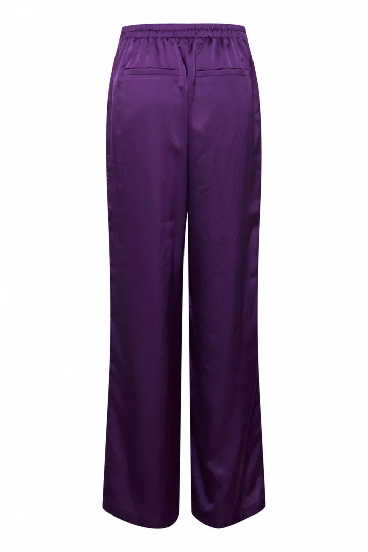 ONLINE ONLY Bellis Satin Wide Leg Trousers Violet Indigo