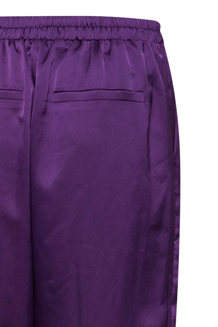 ONLINE ONLY Bellis Satin Wide Leg Trousers Violet Indigo