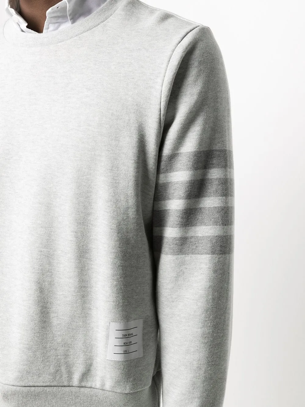 Pastel Grey Loopback Terry Tonal 4-Bar Relaxed Fit Crew Neck Sweatshirt