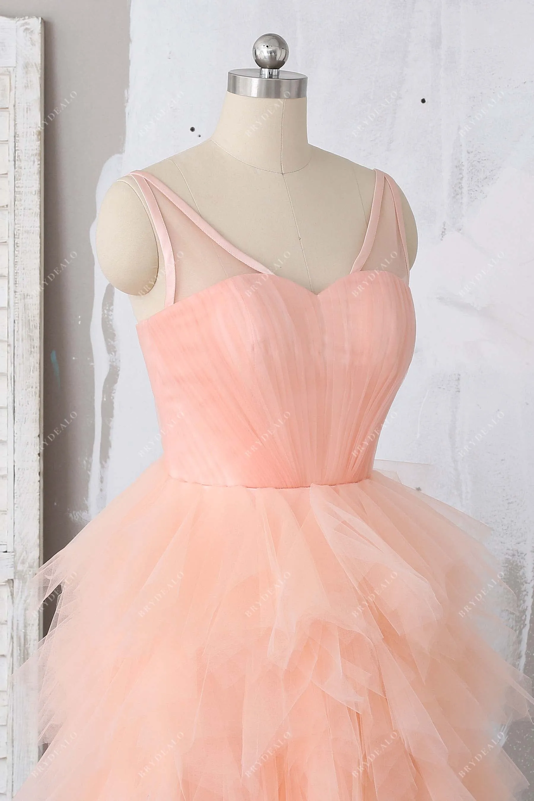 Peach Ruffled Tulle Corset Homecoming Dress