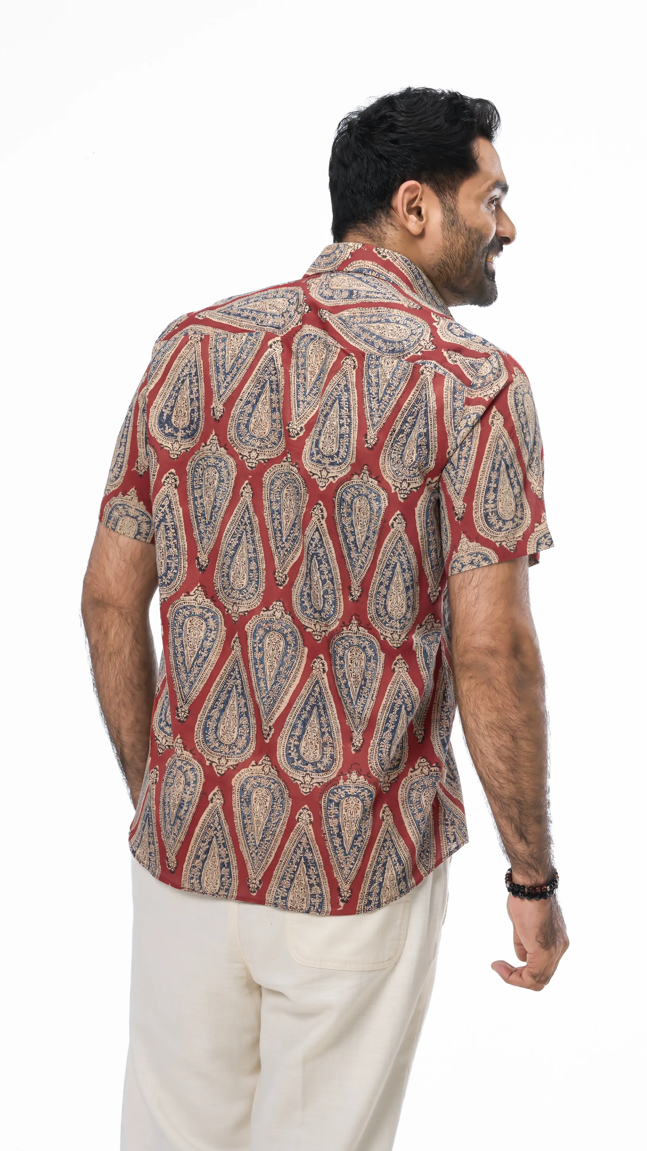 Red Kalamkari pan print shirt