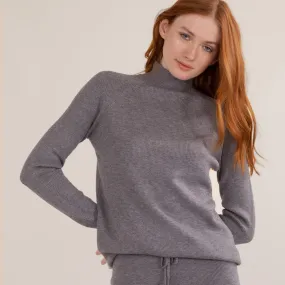 Selena Ribbed Mock-Neck Knit Sweater