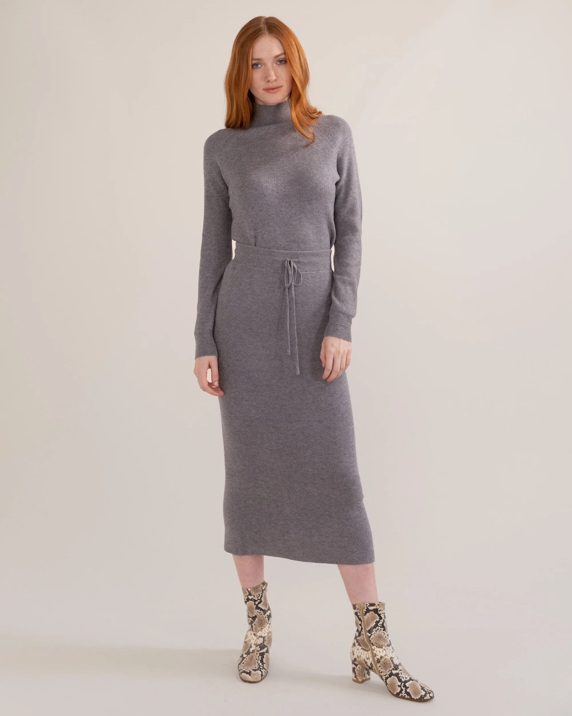 Selena Ribbed Mock-Neck Knit Sweater