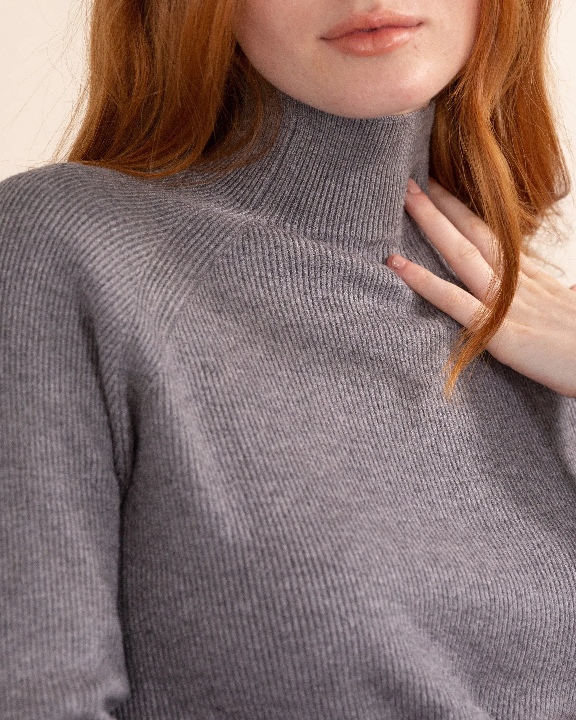 Selena Ribbed Mock-Neck Knit Sweater