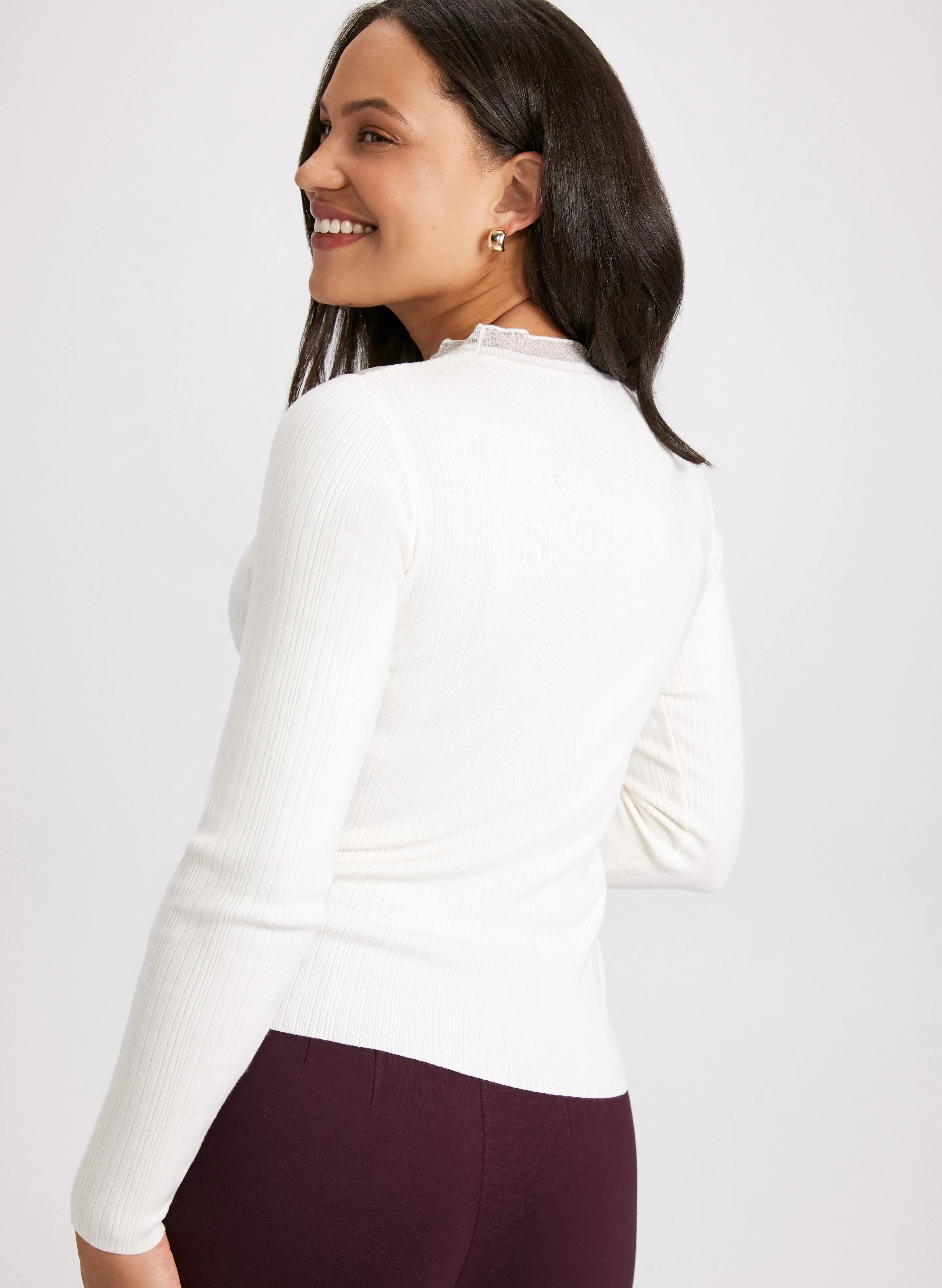 Sheer Insert Long Sleeve Sweater