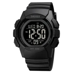 SKMEI 1771 Dual Time Sport Watch Water Resistant & Chronograph, Full Black