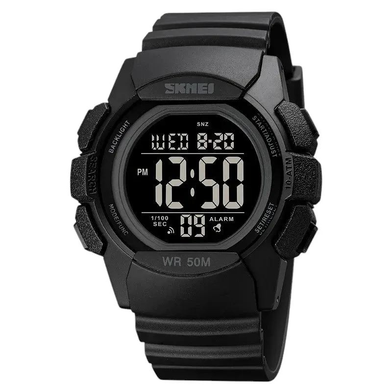 SKMEI 1771 Dual Time Sport Watch Water Resistant & Chronograph, Full Black