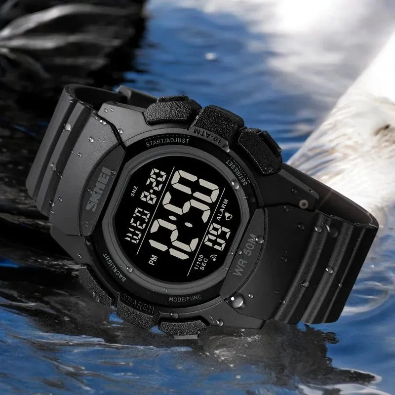 SKMEI 1771 Dual Time Sport Watch Water Resistant & Chronograph, Full Black