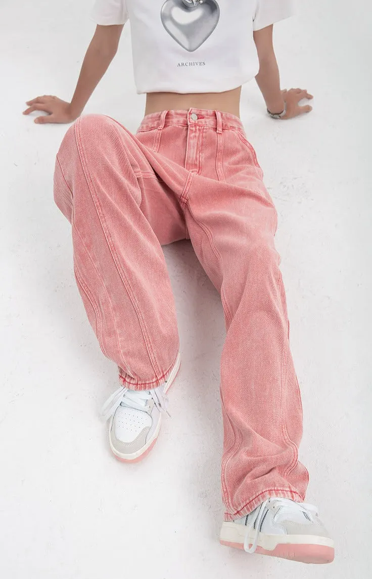 Straight Fit Faded Jeans