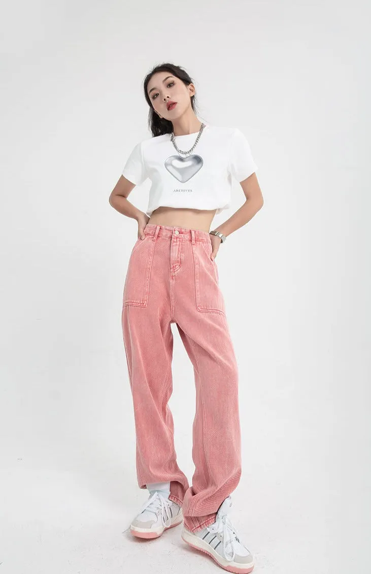 Straight Fit Faded Jeans