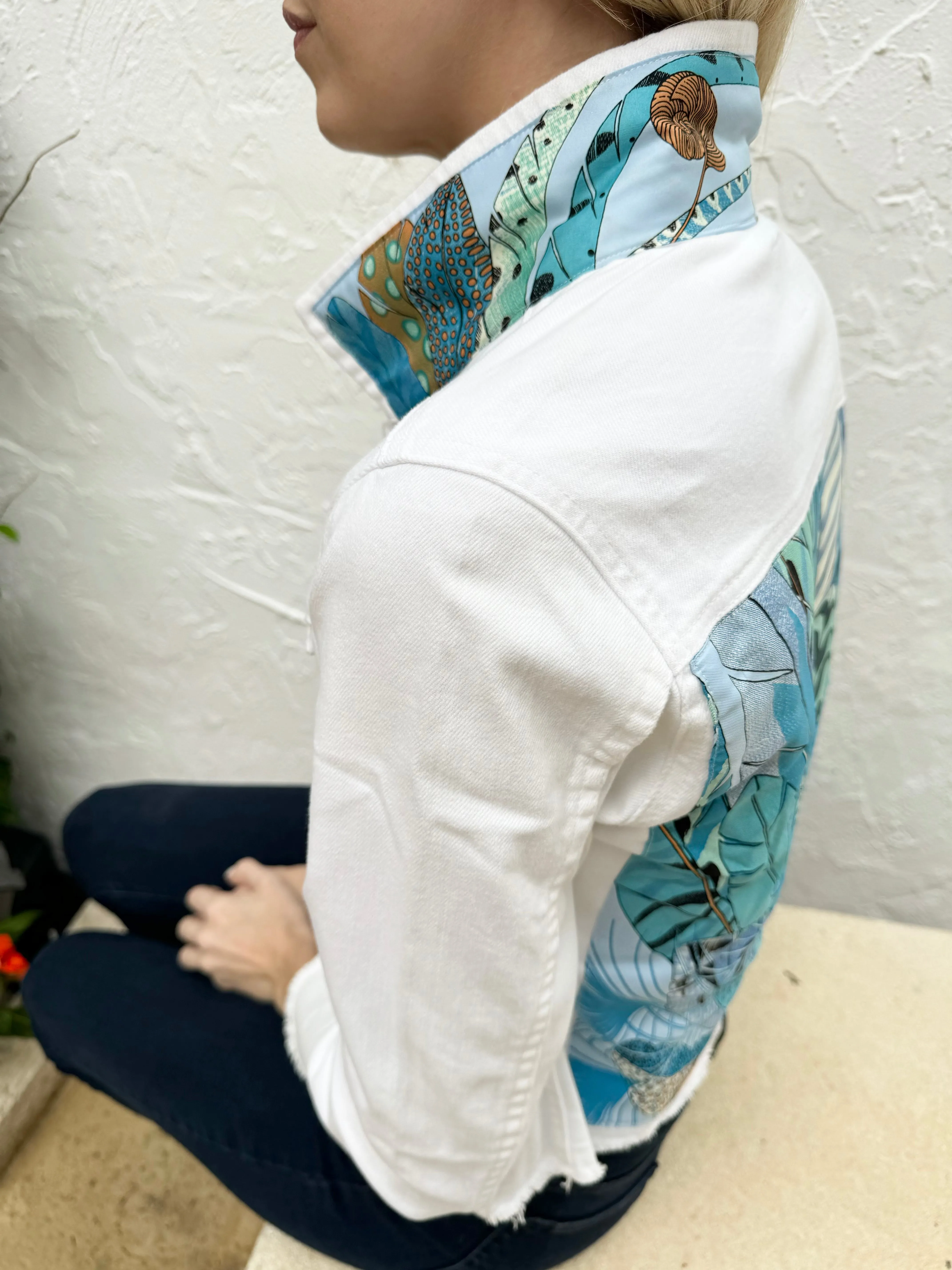 The White Denim Jacket / Sky Blue