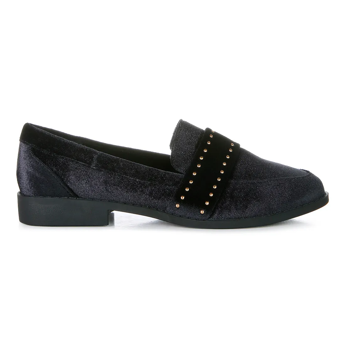 Walkin Stud Detail Velvet Loafers