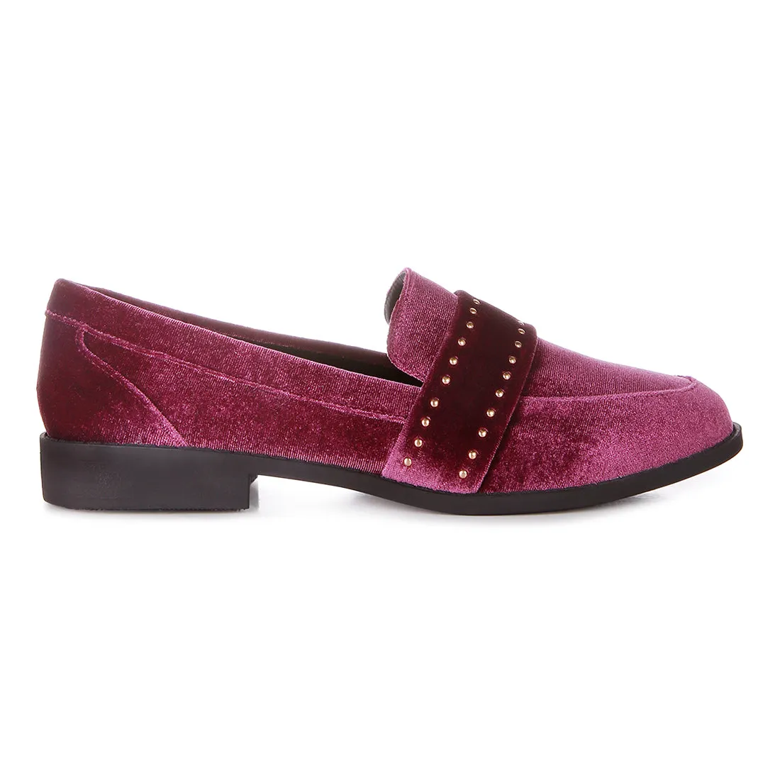 Walkin Stud Detail Velvet Loafers