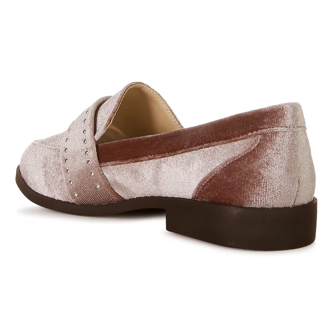 Walkin Stud Detail Velvet Loafers