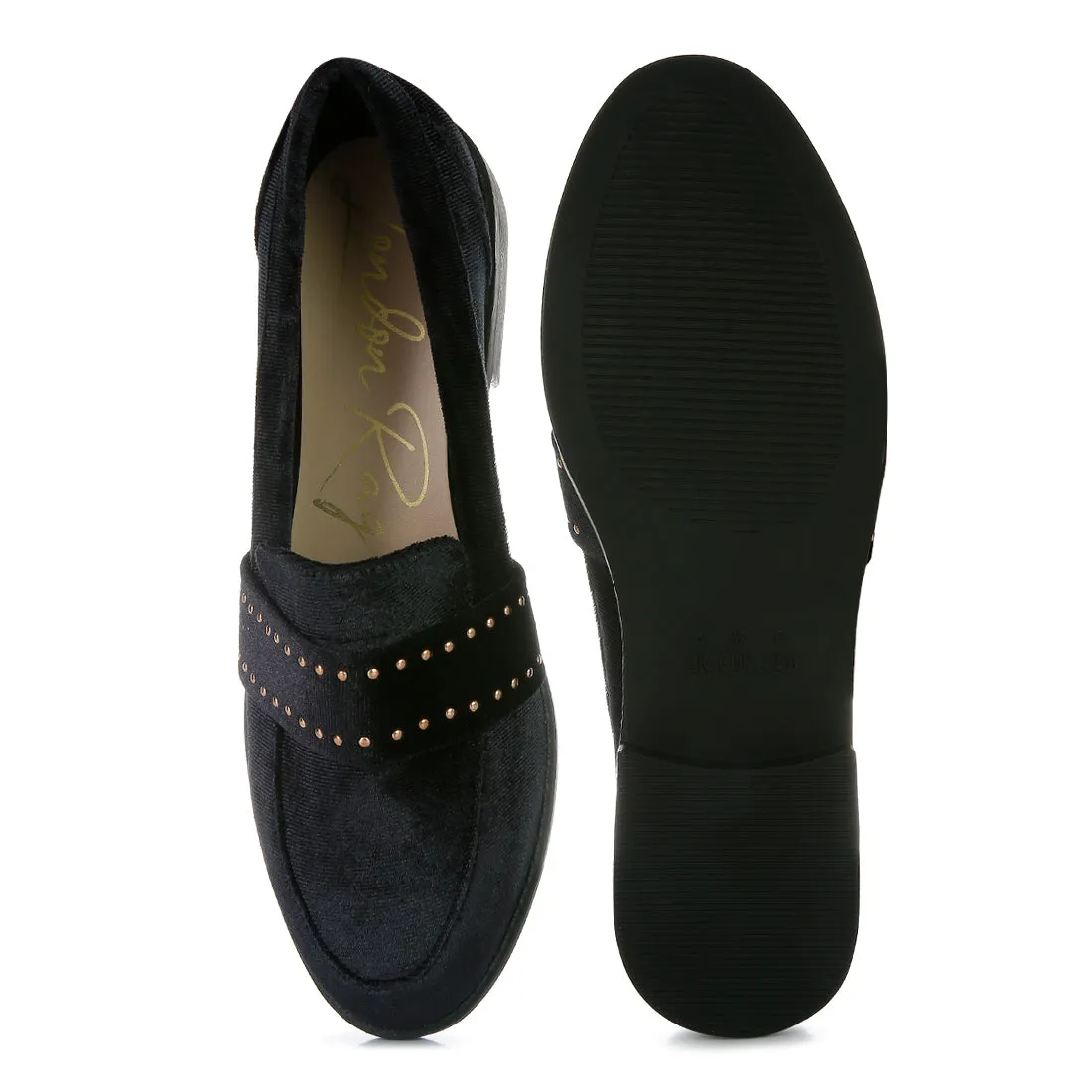 Walkin Stud Detail Velvet Loafers