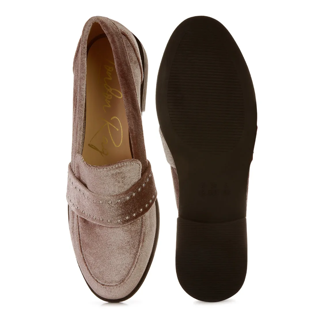 Walkin Stud Detail Velvet Loafers