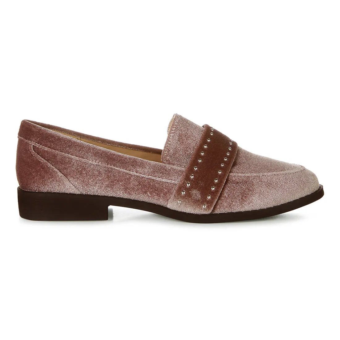 Walkin Stud Detail Velvet Loafers