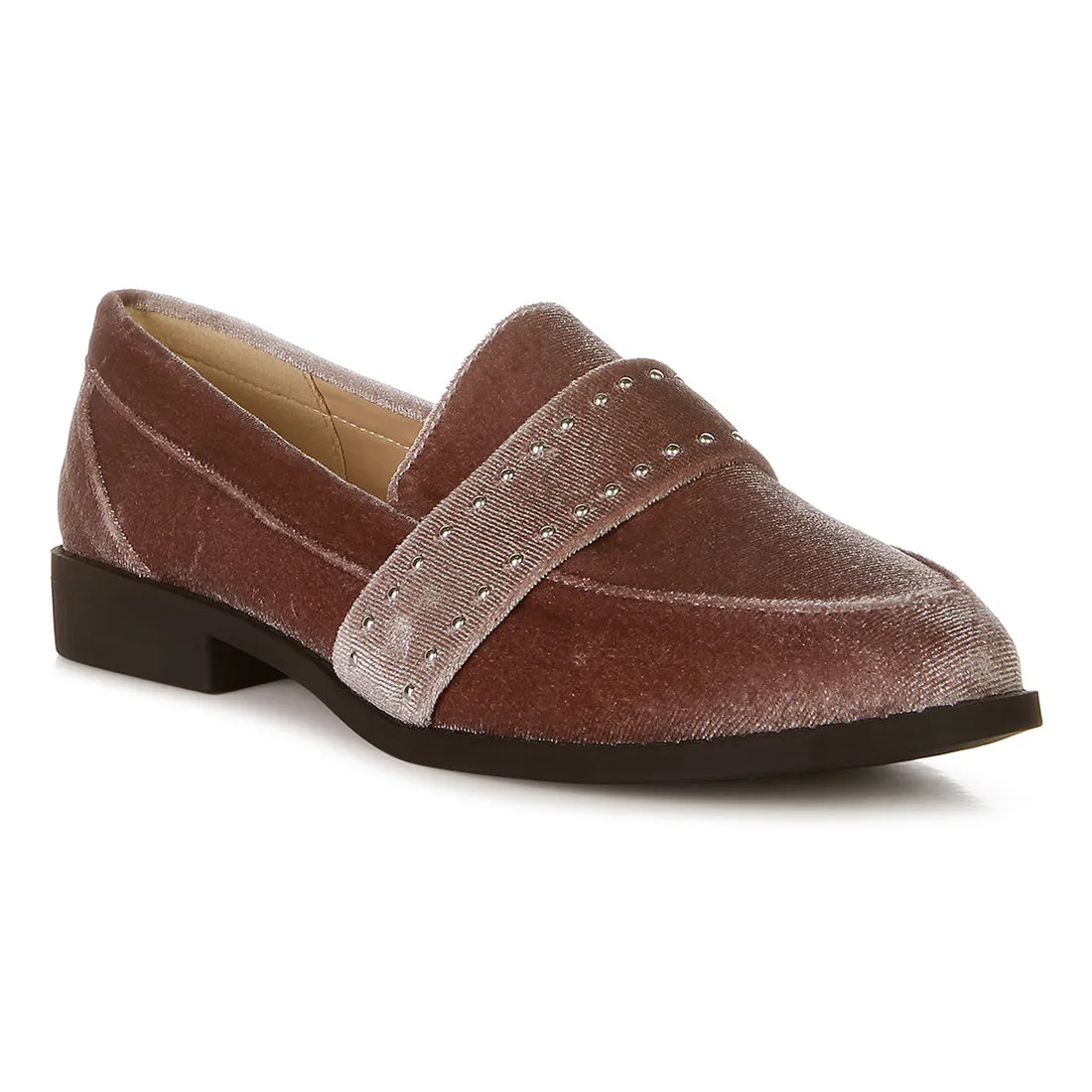 Walkin Stud Detail Velvet Loafers