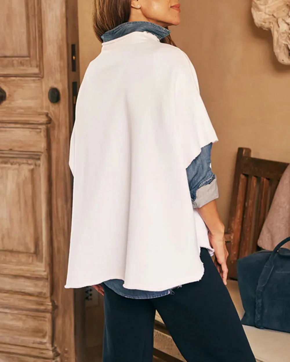 White Funnel Neck Capelet