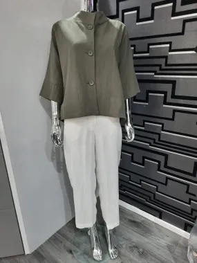 White Linen Mix Trousers