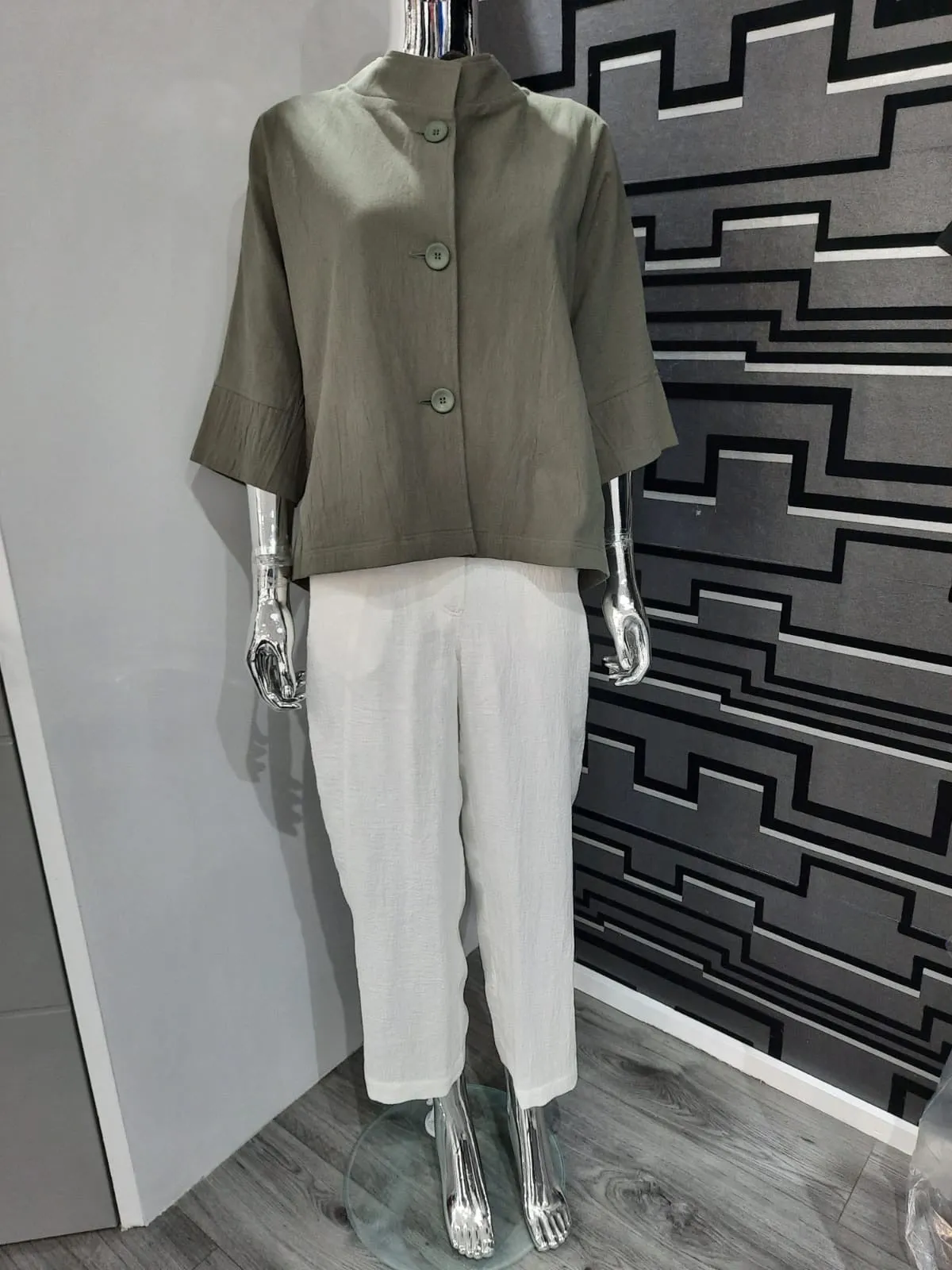 White Linen Mix Trousers